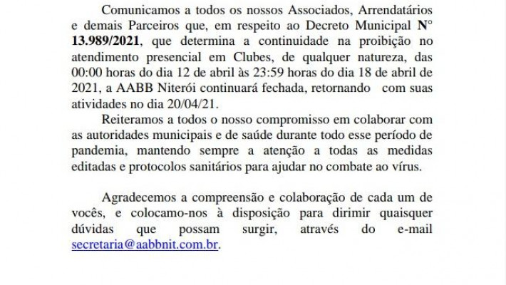 NOVO DECRETO SOBRE A PRORROGAÇÃO DAS MEDIDAS RESTRITIVAS.