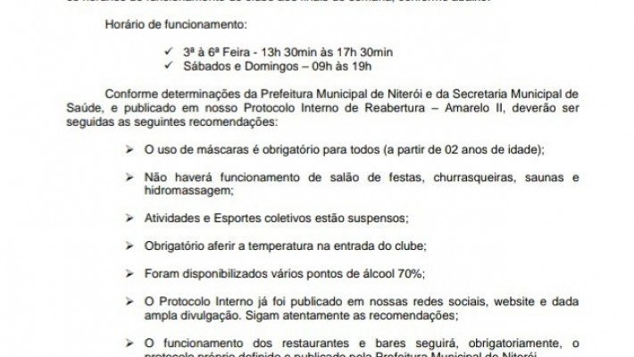 NOVO HORÁRIO PARA OS FINAIS DE SEMANA.