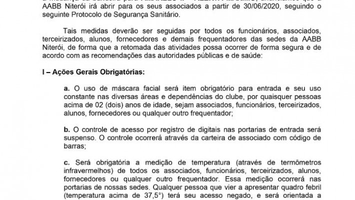 Veja aqui o protocolo a ser seguido na reabertura com as recomendações e restrições.