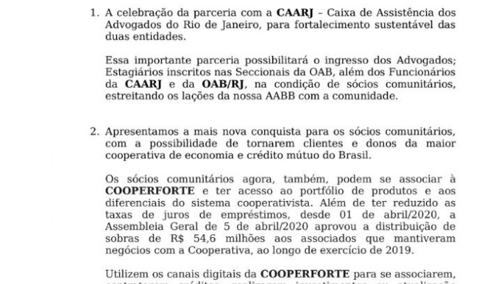 Temos a satisfação de comunicar 02 novidades: