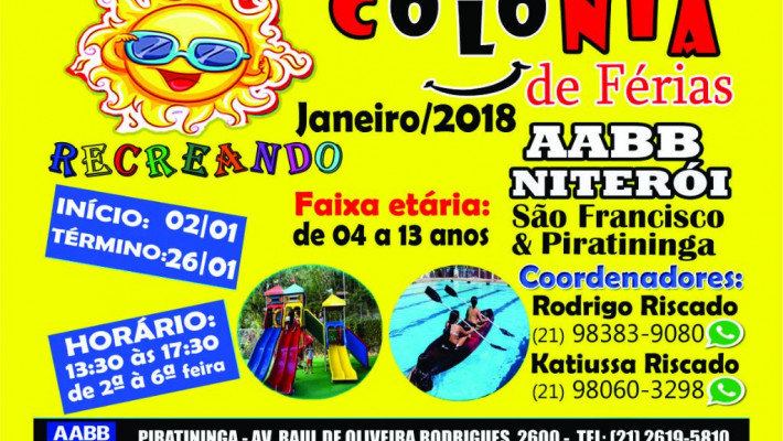 Colônia de Férias 2018!!!!!
