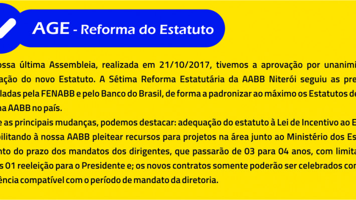 Acompanhe aqui  a SÉTIMA REFORMA ESTATUTÁRIA