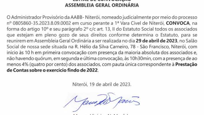 EDITAL DE CONVOCAÇÃO – ASSEMBLEIA GERAL ORDINÁRIA
