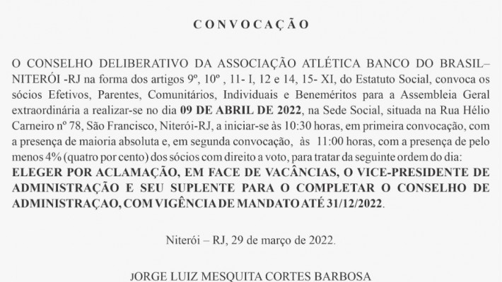 ASSEMBLEIA GERAL EXTRAORDINÁRIA