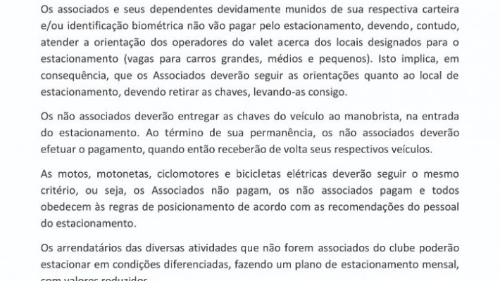 Informativo – Estacionamento AABB São Francisco